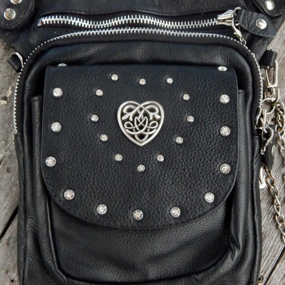 GENUINE LEATHER - CELTIC HEART -HANDS FREE BAG - CONCEALED CARRY - WEAR 8 WAYS - Picture 10 of 12